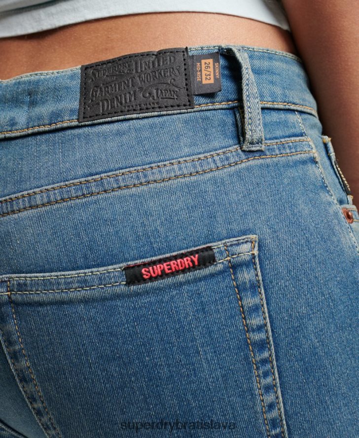 Superdry ženy Úzke džínsy vintage mid rise z organickej bavlny 6B4ZTR3865 oblečenie Modrá