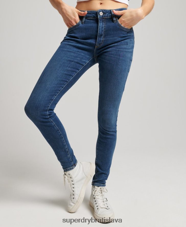 Superdry ženy Úzke džínsy vintage mid rise z organickej bavlny 6B4ZTR3874 oblečenie tmavomodrá