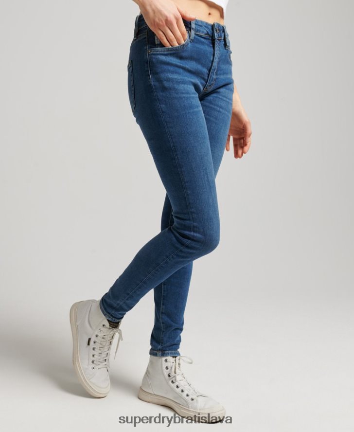 Superdry ženy Úzke džínsy vintage mid rise z organickej bavlny 6B4ZTR3874 oblečenie tmavomodrá