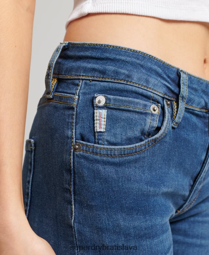 Superdry ženy Úzke džínsy vintage mid rise z organickej bavlny 6B4ZTR3874 oblečenie tmavomodrá