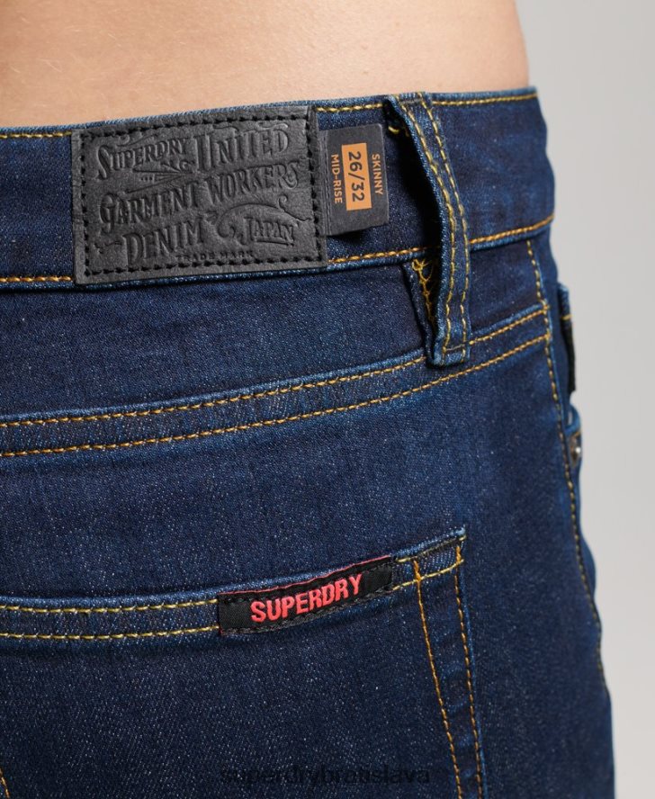 Superdry ženy Úzke džínsy vintage mid rise z organickej bavlny 6B4ZTR3877 oblečenie tmavomodrá
