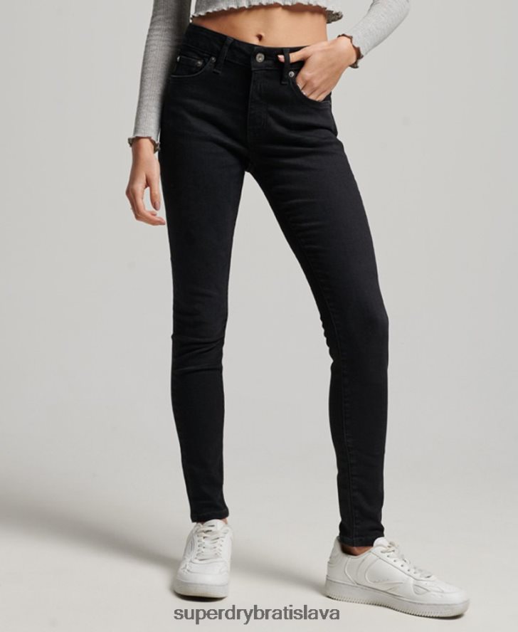 Superdry ženy Úzke džínsy vintage mid rise z organickej bavlny 6B4ZTR3882 oblečenie čierna