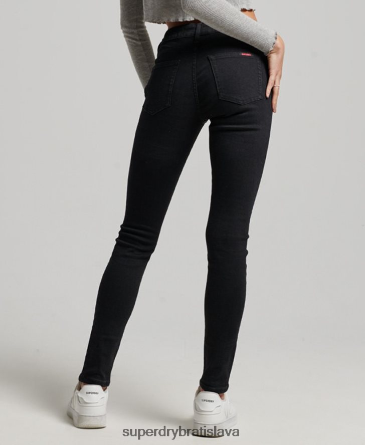 Superdry ženy Úzke džínsy vintage mid rise z organickej bavlny 6B4ZTR3882 oblečenie čierna