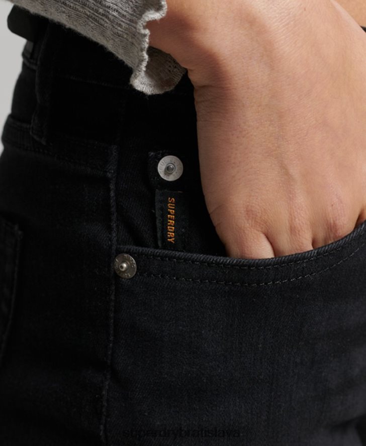 Superdry ženy Úzke džínsy vintage mid rise z organickej bavlny 6B4ZTR3882 oblečenie čierna