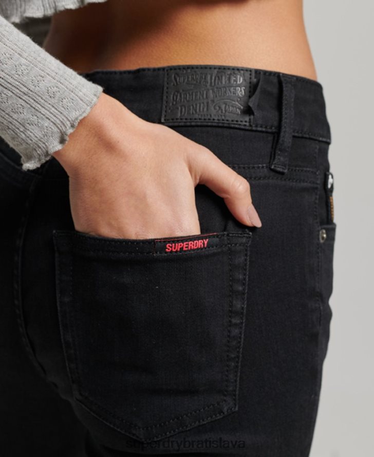 Superdry ženy Úzke džínsy vintage mid rise z organickej bavlny 6B4ZTR3882 oblečenie čierna