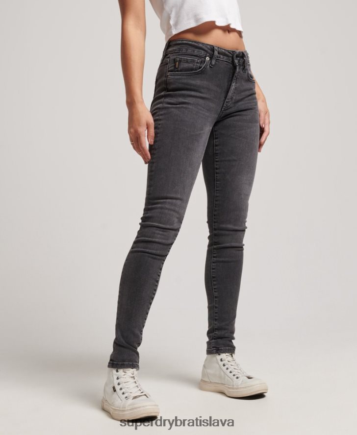 Superdry ženy Úzke džínsy vintage mid rise z organickej bavlny 6B4ZTR3885 oblečenie čierna