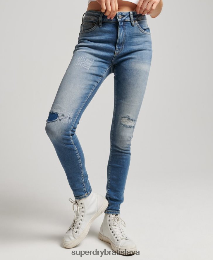 Superdry ženy Úzke džínsy vintage mid rise z organickej bavlny 6B4ZTR3890 oblečenie tmavomodrá