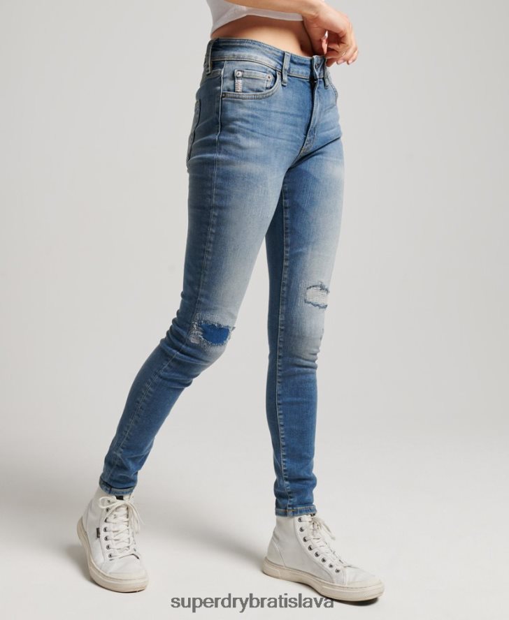 Superdry ženy Úzke džínsy vintage mid rise z organickej bavlny 6B4ZTR3890 oblečenie tmavomodrá