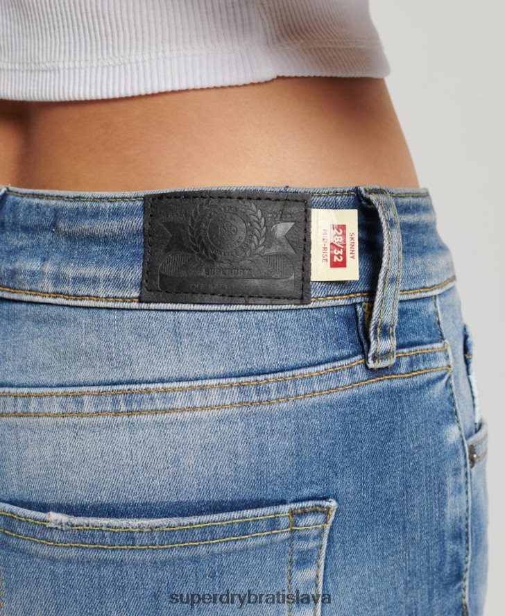 Superdry ženy Úzke džínsy vintage mid rise z organickej bavlny 6B4ZTR3890 oblečenie tmavomodrá