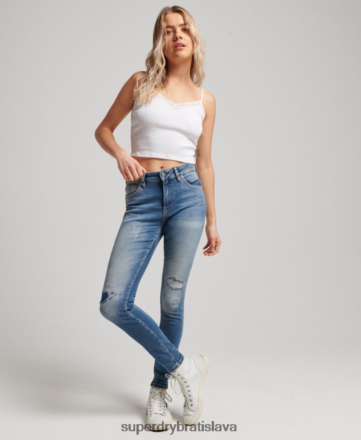 Superdry ženy Úzke džínsy vintage mid rise z organickej bavlny 6B4ZTR3890 oblečenie tmavomodrá