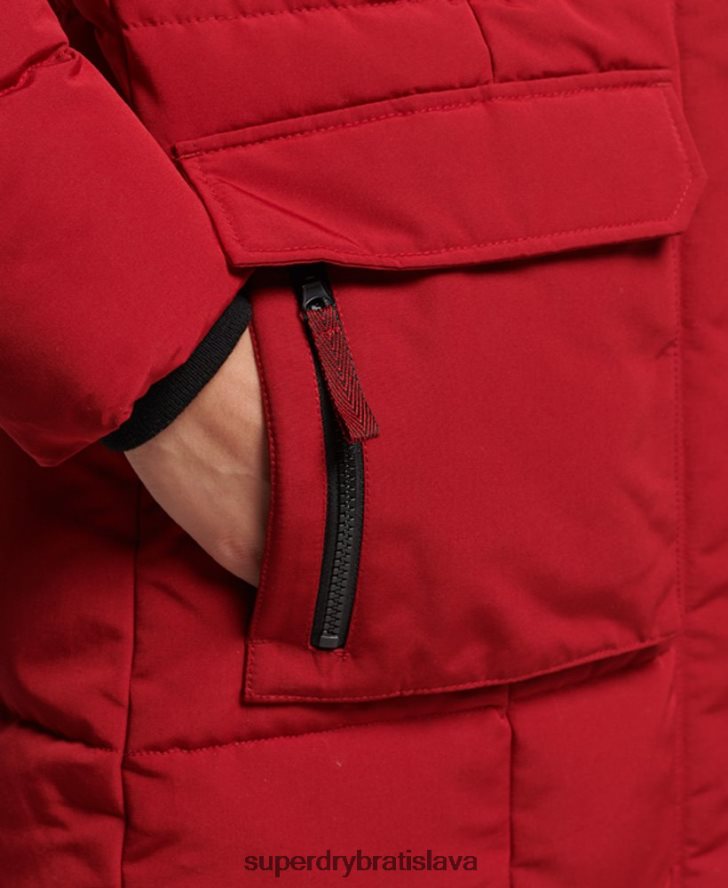 Superdry ženy Everestový kabát z umelej kožušiny s dlhou šnúrou 6B4ZTR3682 oblečenie červená