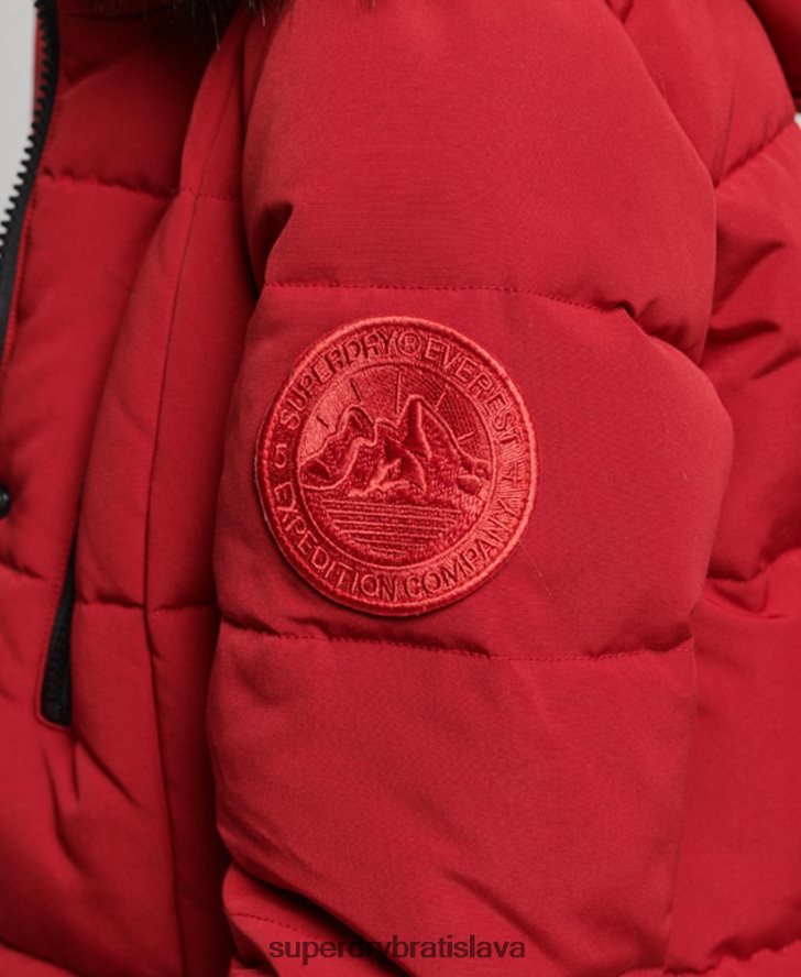 Superdry ženy Everestový kabát z umelej kožušiny s dlhou šnúrou 6B4ZTR3682 oblečenie červená