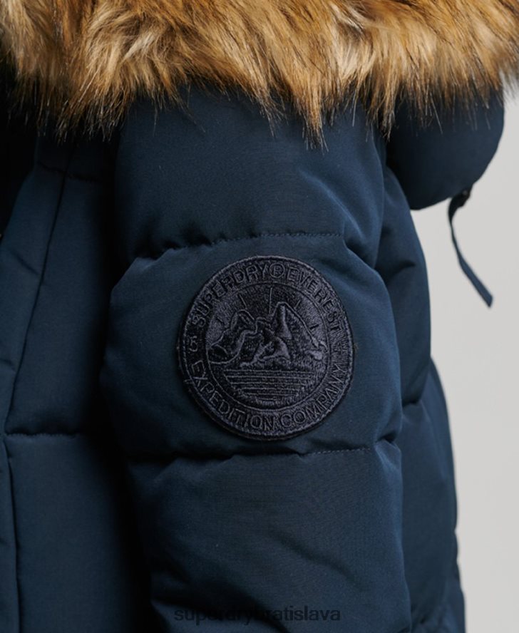 Superdry ženy Everestový kabát z umelej kožušiny s dlhou šnúrou 6B4ZTR3764 oblečenie námorníctvo