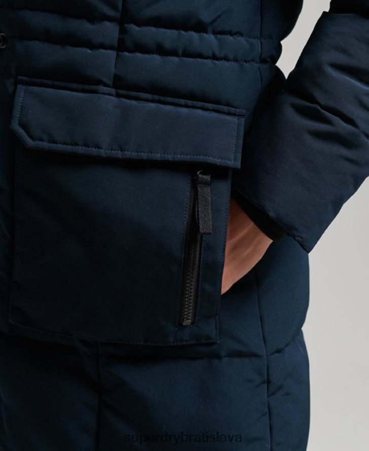 Superdry ženy Everestový kabát z umelej kožušiny s dlhou šnúrou 6B4ZTR3764 oblečenie námorníctvo