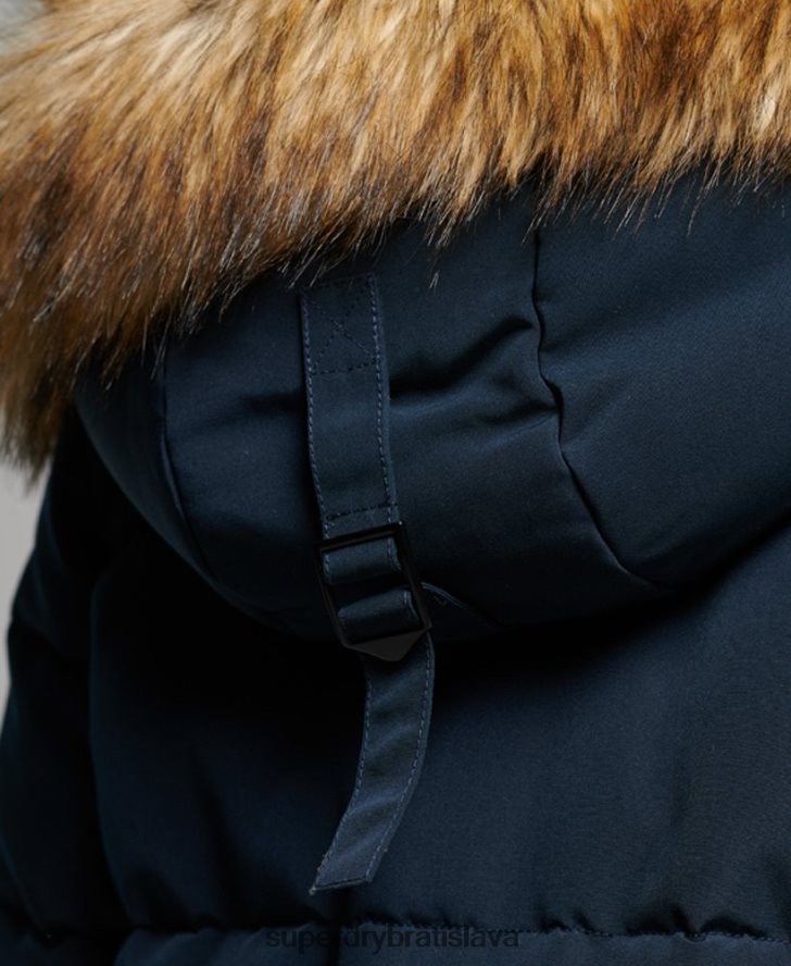 Superdry ženy Everestový kabát z umelej kožušiny s dlhou šnúrou 6B4ZTR3764 oblečenie námorníctvo