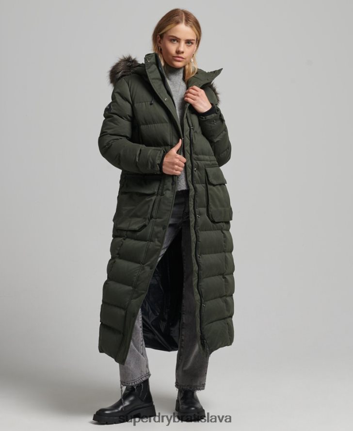 Superdry ženy Expedičný kabát parka z mikrovlákna 6B4ZTR5490 oblečenie zelená