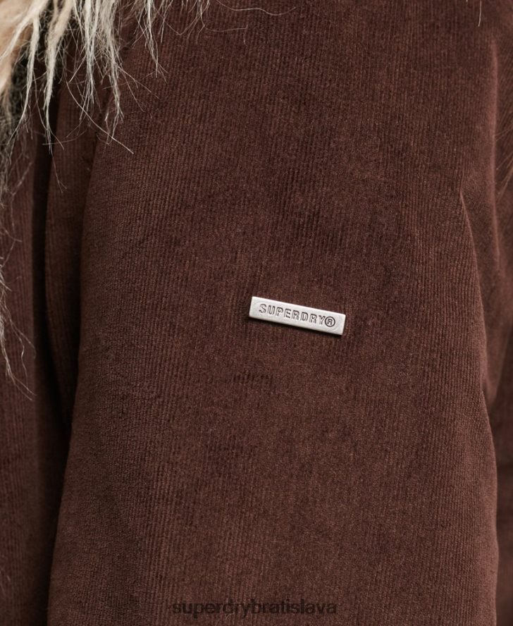 Superdry ženy afganský kabát s dlhou šnúrou podšitý umelou kožušinou 6B4ZTR3813 oblečenie hnedá