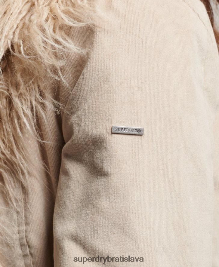 Superdry ženy afganský kabát s dlhou šnúrou podšitý umelou kožušinou 6B4ZTR3824 oblečenie hnedá