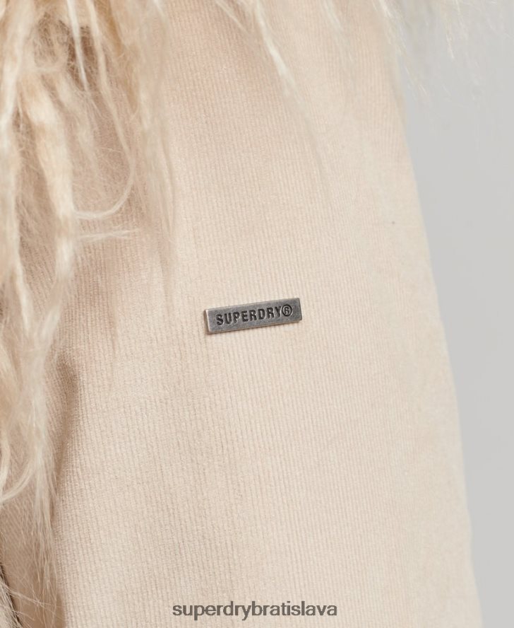 Superdry ženy afganský kabát s podšívkou z umelej kožušiny 6B4ZTR3721 oblečenie hnedá