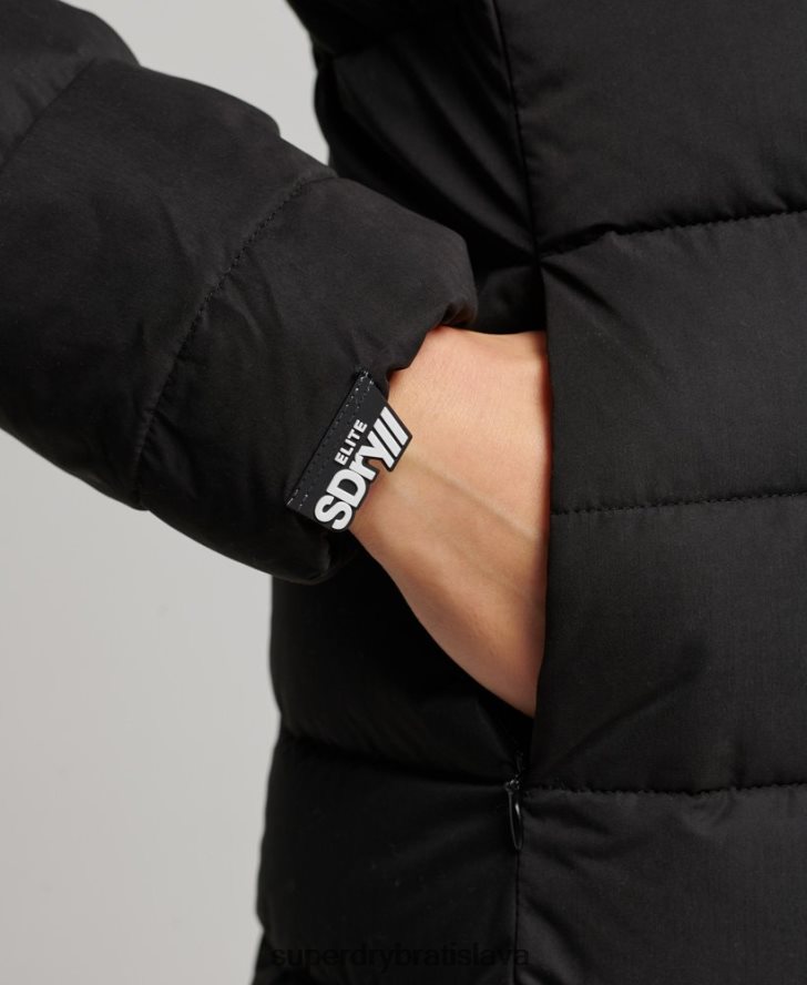Superdry ženy arktický dlhý puffer kabát 6B4ZTR5638 oblečenie čierna