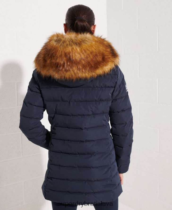 Superdry ženy arktický vysoký puffer kabát 6B4ZTR3646 oblečenie námorníctvo