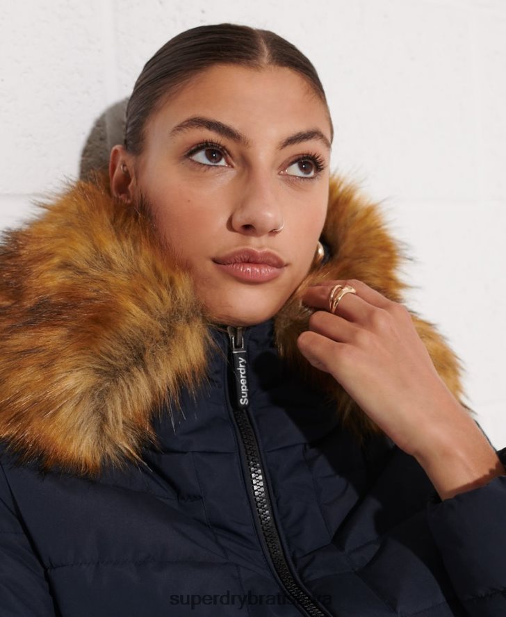 Superdry ženy arktický vysoký puffer kabát 6B4ZTR3646 oblečenie námorníctvo