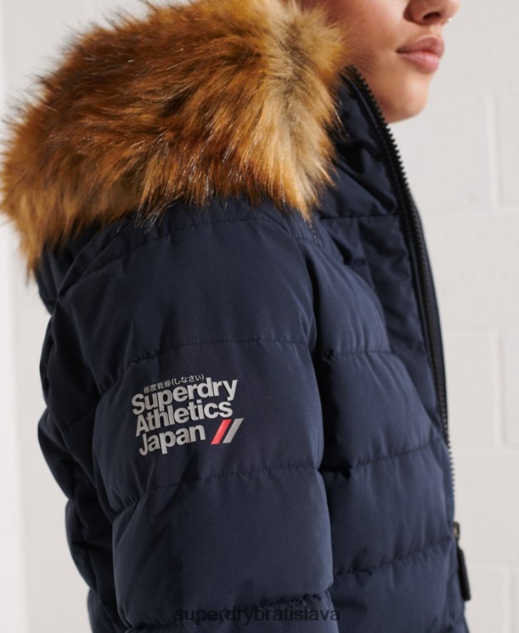 Superdry ženy arktický vysoký puffer kabát 6B4ZTR3646 oblečenie námorníctvo