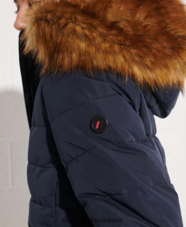 Superdry ženy arktický vysoký puffer kabát 6B4ZTR3646 oblečenie námorníctvo