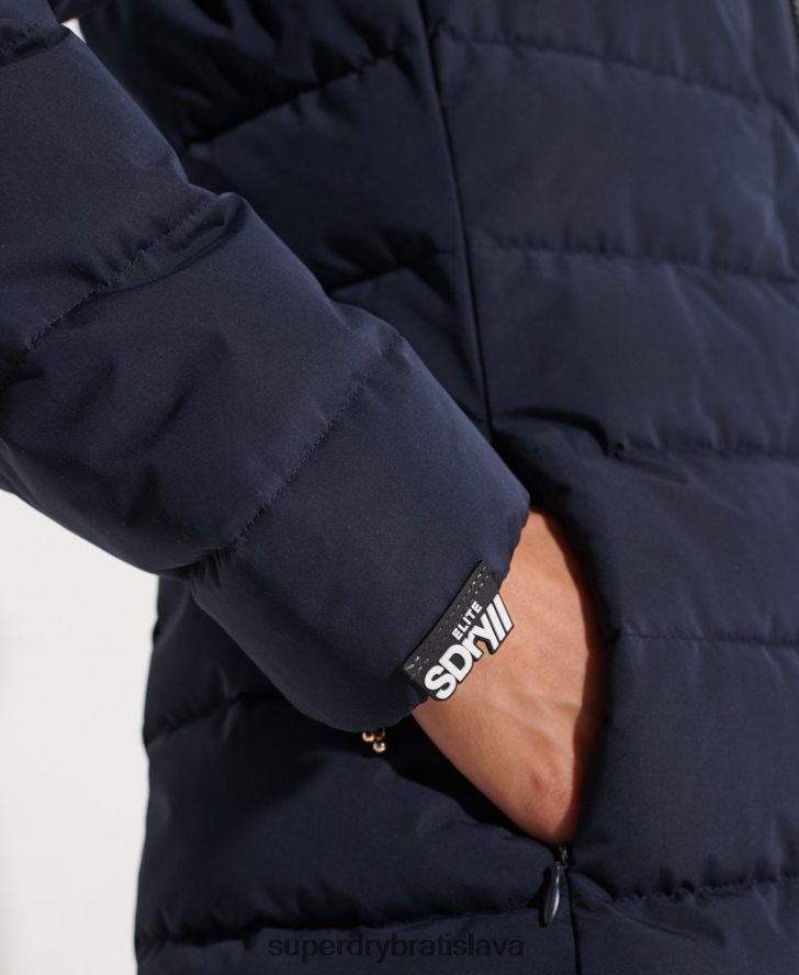 Superdry ženy arktický vysoký puffer kabát 6B4ZTR3646 oblečenie námorníctvo