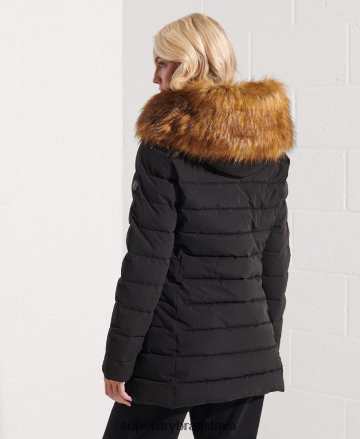 Superdry ženy arktický vysoký puffer kabát 6B4ZTR3647 oblečenie čierna