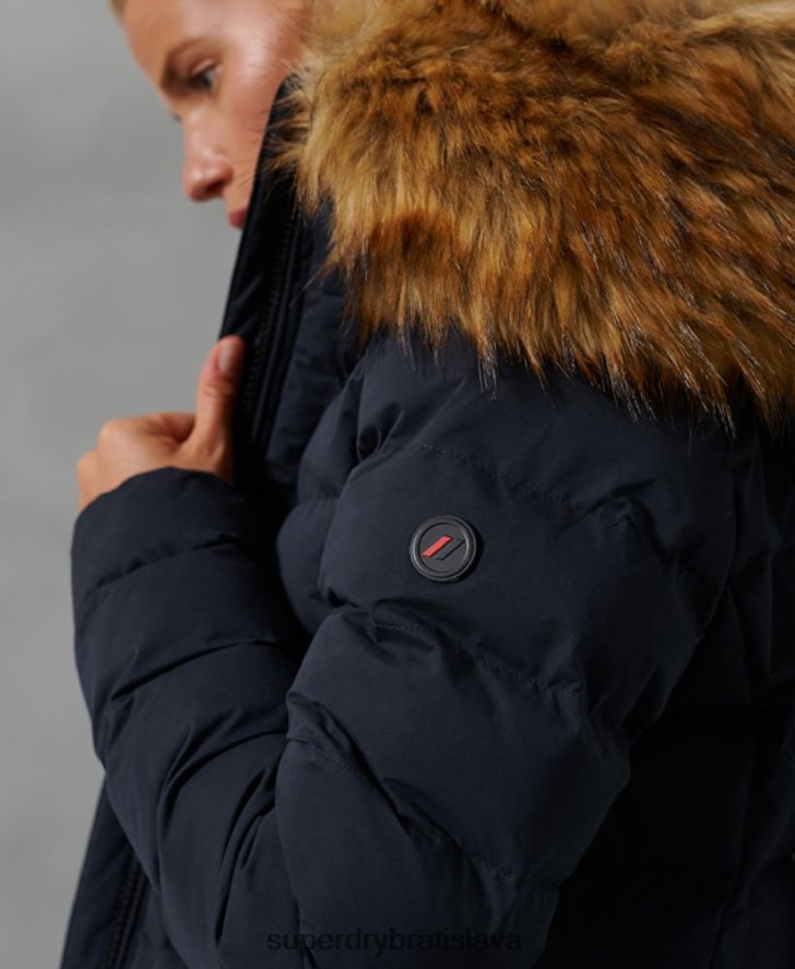 Superdry ženy arktický vysoký puffer kabát 6B4ZTR5655 oblečenie námorníctvo