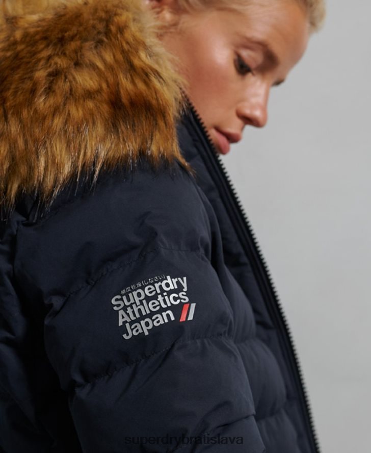 Superdry ženy arktický vysoký puffer kabát 6B4ZTR5655 oblečenie námorníctvo
