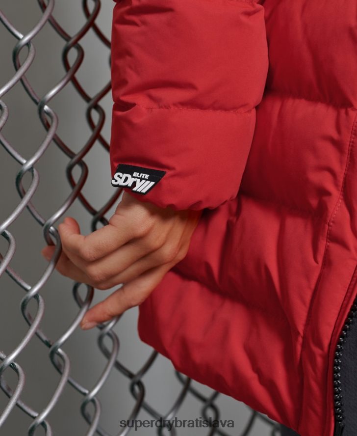 Superdry ženy arktický vysoký puffer kabát 6B4ZTR5714 oblečenie červená