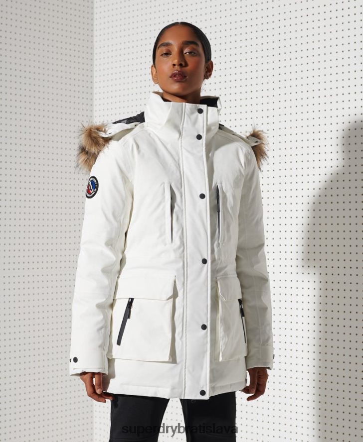 Superdry ženy bunda everest down snow parka 6B4ZTR5487 oblečenie biely