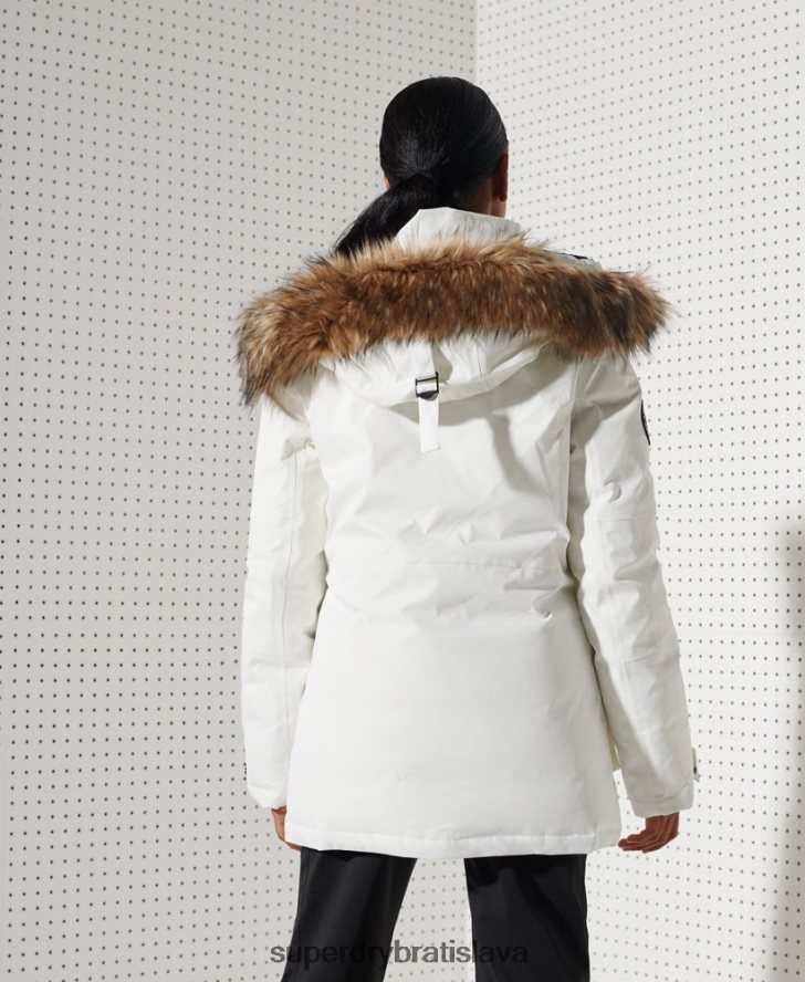 Superdry ženy bunda everest down snow parka 6B4ZTR5487 oblečenie biely