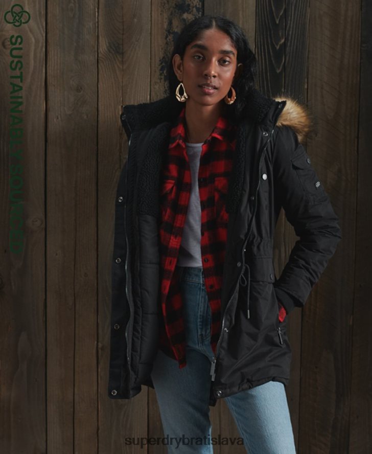 Superdry ženy bunda parka z mikrovlákna nadare 6B4ZTR5481 oblečenie čierna