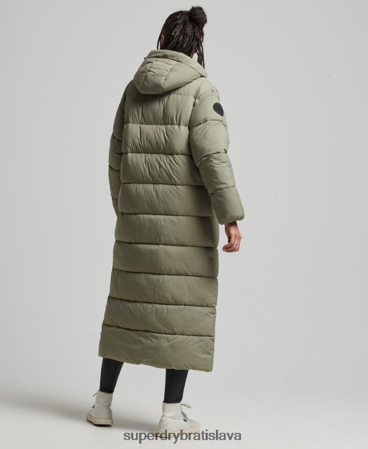 Superdry ženy cocoon longline puffer coat 6B4ZTR5451 oblečenie kaki