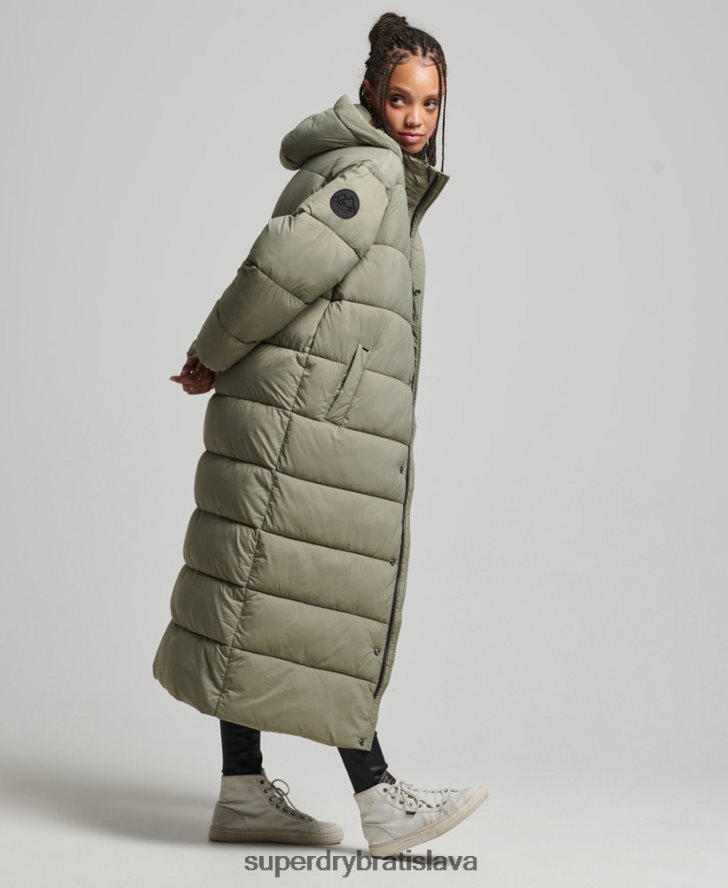 Superdry ženy cocoon longline puffer coat 6B4ZTR5451 oblečenie kaki