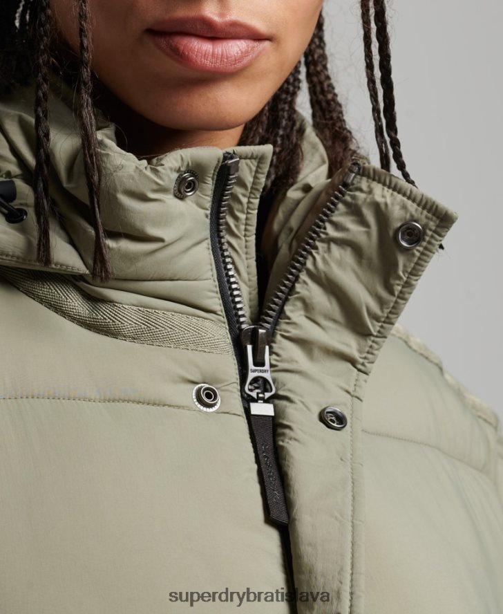 Superdry ženy cocoon longline puffer coat 6B4ZTR5451 oblečenie kaki