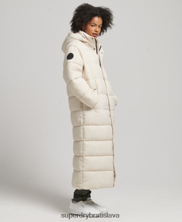 Superdry ženy cocoon longline puffer coat 6B4ZTR5470 oblečenie krém