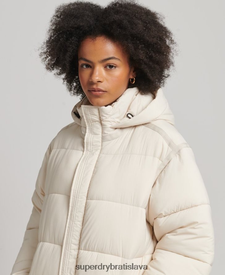 Superdry ženy cocoon longline puffer coat 6B4ZTR5470 oblečenie krém