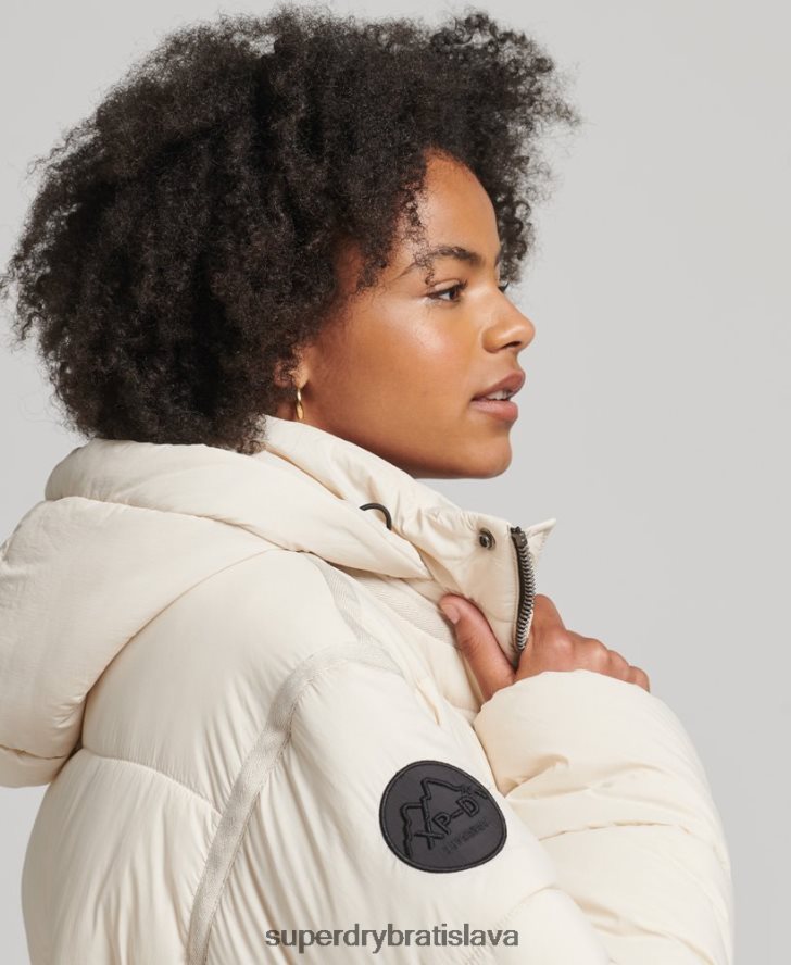 Superdry ženy cocoon longline puffer coat 6B4ZTR5470 oblečenie krém