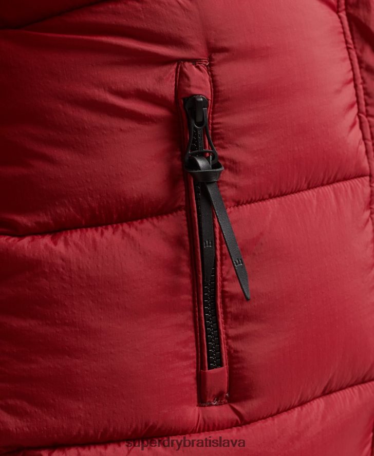 Superdry ženy dlhý kabát s kapucňou z umelej kožušiny 6B4ZTR3661 oblečenie červená
