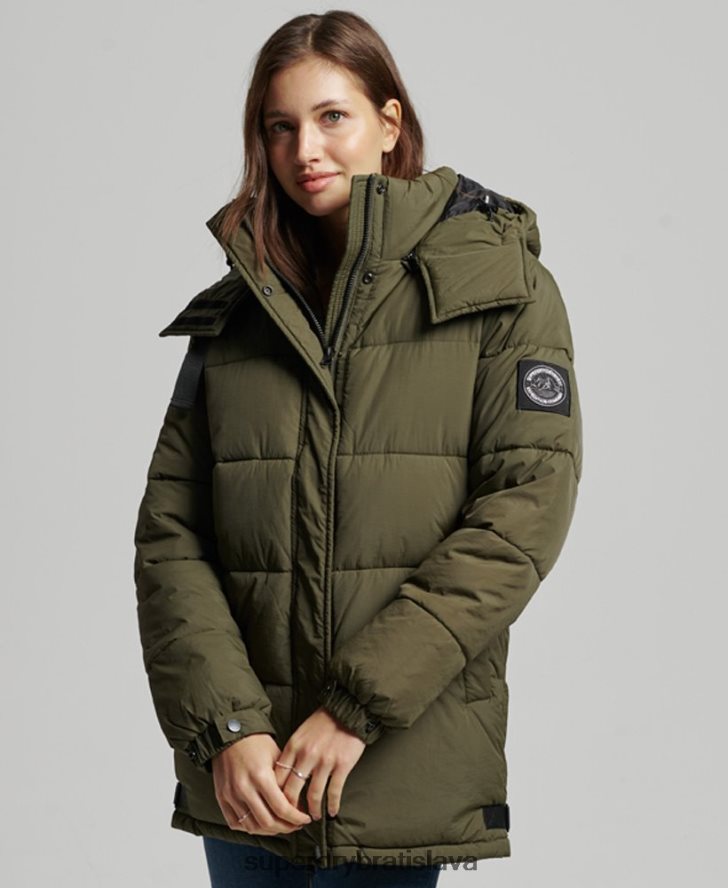 Superdry ženy expedičný kokon vatovaný kabát 6B4ZTR3644 oblečenie kaki
