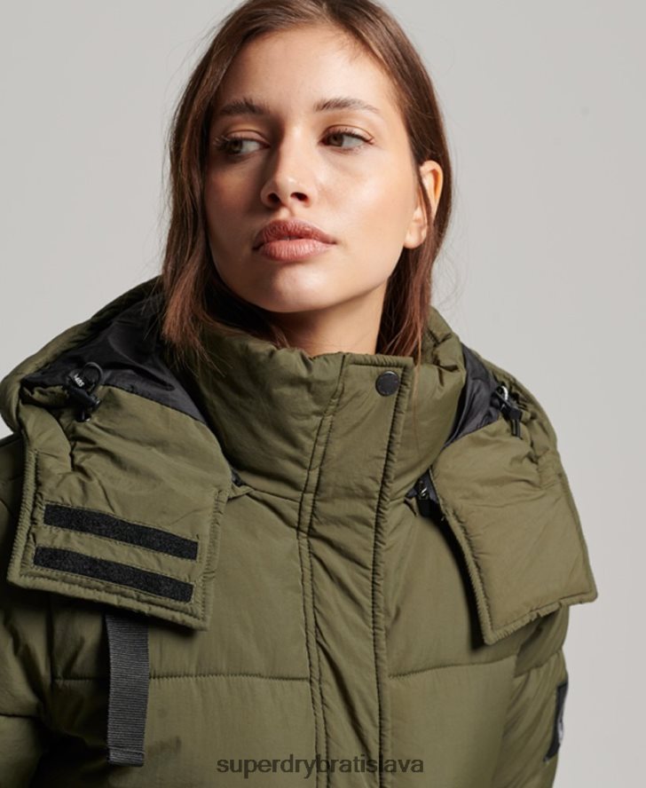 Superdry ženy expedičný kokon vatovaný kabát 6B4ZTR3644 oblečenie kaki