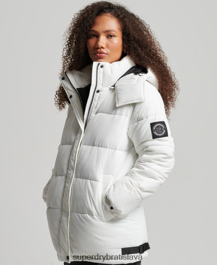Superdry ženy expedičný kokon vatovaný kabát 6B4ZTR3791 oblečenie biely