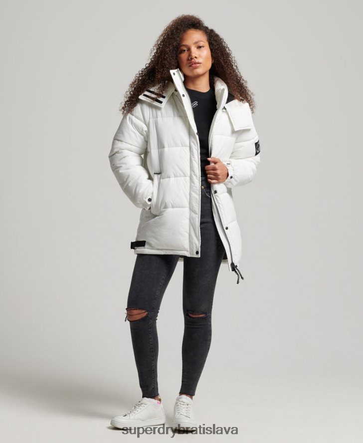 Superdry ženy expedičný kokon vatovaný kabát 6B4ZTR3791 oblečenie biely