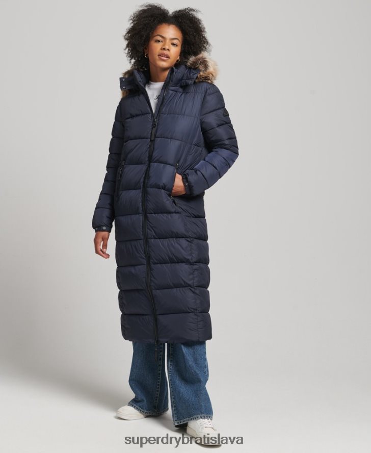 Superdry ženy horský kabát fuji longline s kapucňou 6B4ZTR5651 oblečenie námorníctvo