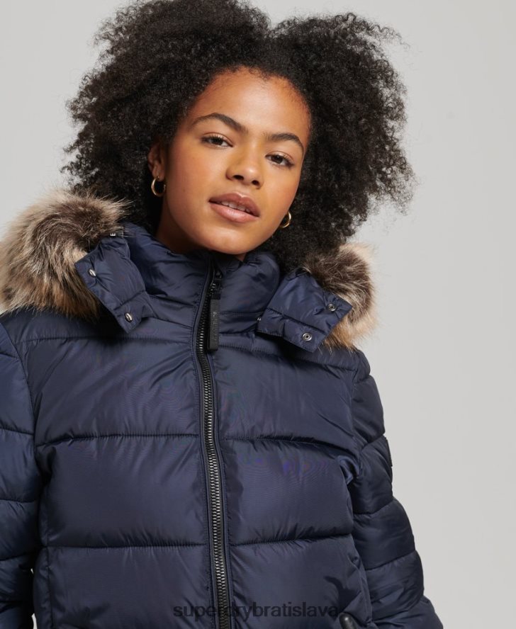 Superdry ženy horský kabát fuji longline s kapucňou 6B4ZTR5651 oblečenie námorníctvo