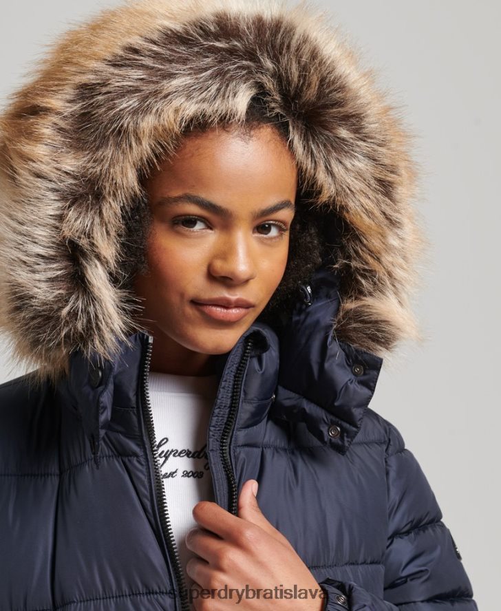 Superdry ženy horský kabát fuji longline s kapucňou 6B4ZTR5651 oblečenie námorníctvo